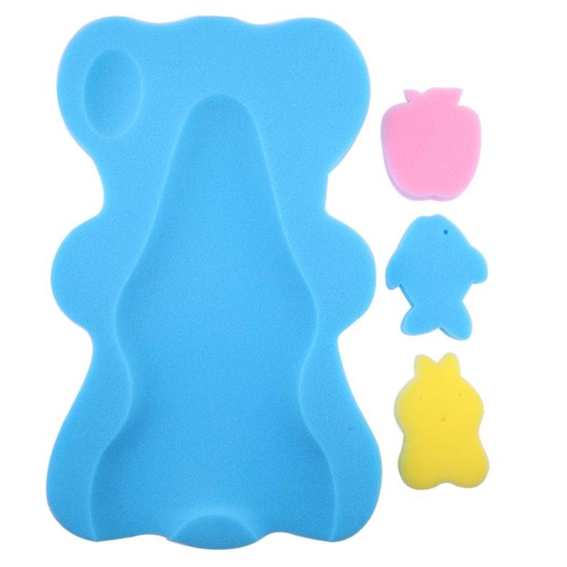 Baby Bath Holder Mesh Pocket Newborn Seat Bath Pad Soft Cushion Bed Infant Anti-slip Shower Sponge Cushion Anti-slip Bear Design